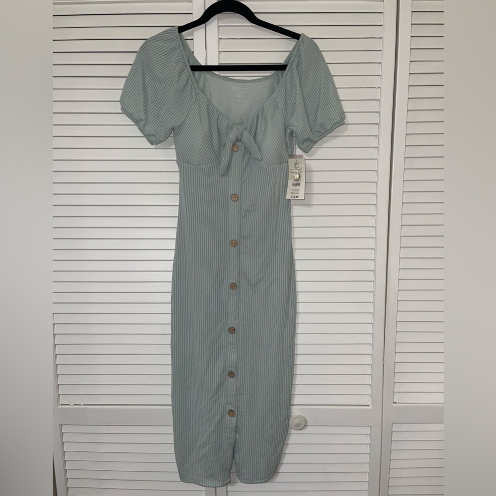 Elegant Blue Button-Down Dress